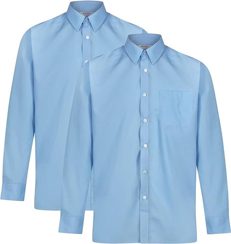 TRUTEX LONG SLEEVE NON IRON SLIM FIT SHIRT (TWIN PACK) (BLUE)