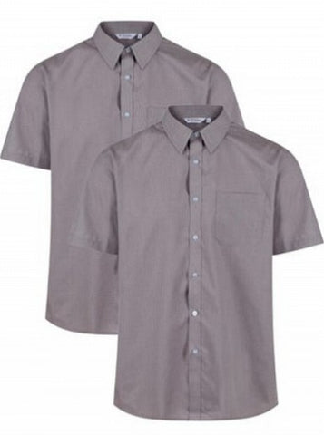 TRUTEX SHORT SLEEVE NON-IRON SHIRT (TWIN PACK) GREY