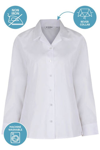 TRUTEX LONG SLEEVE NON-IRON REVERE COLLAR FITTED BLOUSE (TWIN PACK)