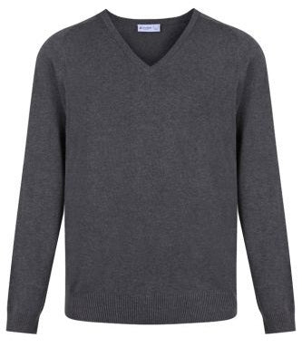 TRUTEX COTTON V-NECK KNITWEAR (MARL GREY)