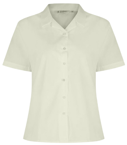 TRUTEX SHORT-SLEEVE REVER COLLAR BLOUSE (TWIN PACK - CREAM)