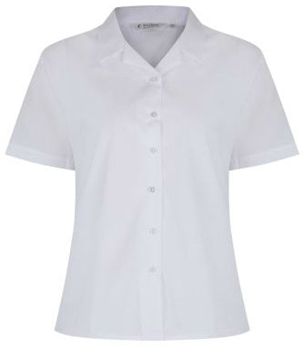 TRUTEX SHORT-SLEEVE REVER COLLAR BLOUSE (TWIN PACK - WHITE)